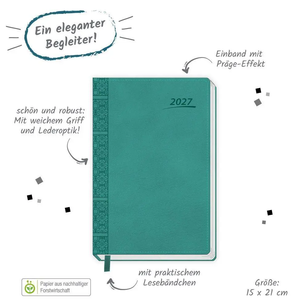 Bild: 4251901511843 | TRÖTSCH - Buchkalender A5 Aqua 2027 | Tagesplaner | KG | Kalender