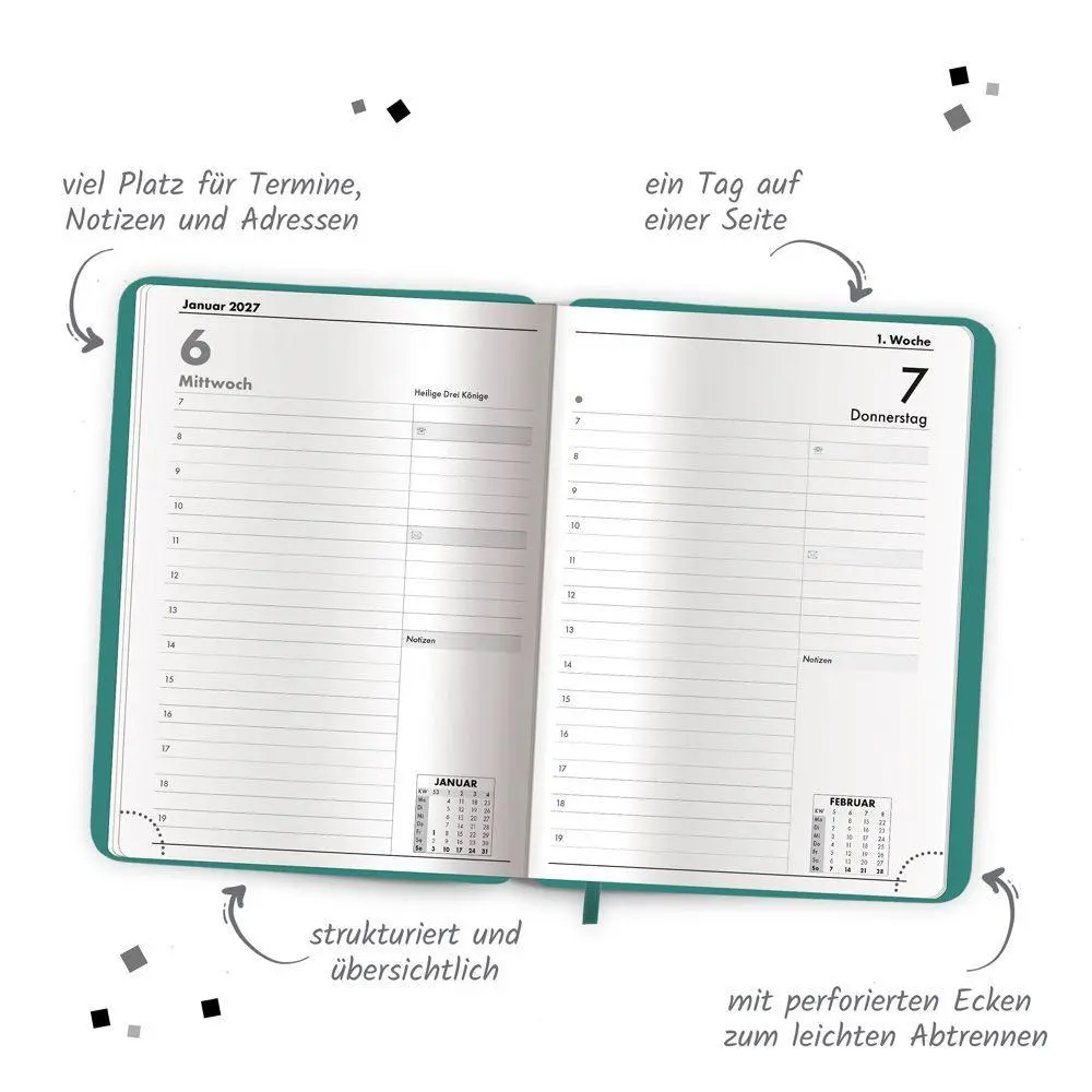 Bild: 4251901511843 | TRÖTSCH - Buchkalender A5 Aqua 2027 | Tagesplaner | KG | Kalender