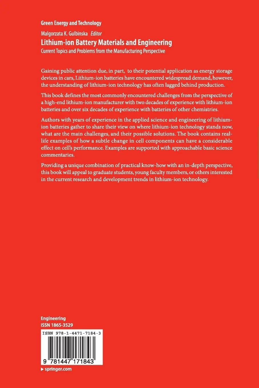 Rückseite: 9781447171843 | Lithium-ion Battery Materials and Engineering | Gulbinska | Buch | ix
