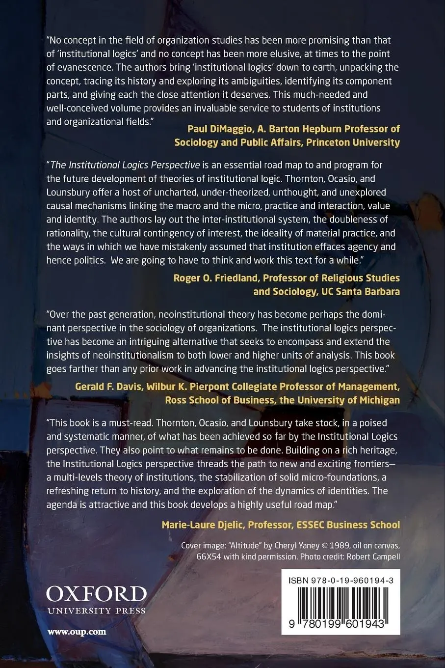 Rückseite: 9780199601943 | The Institutional Logics Perspective | Patricia H. Thornton (u. a.)