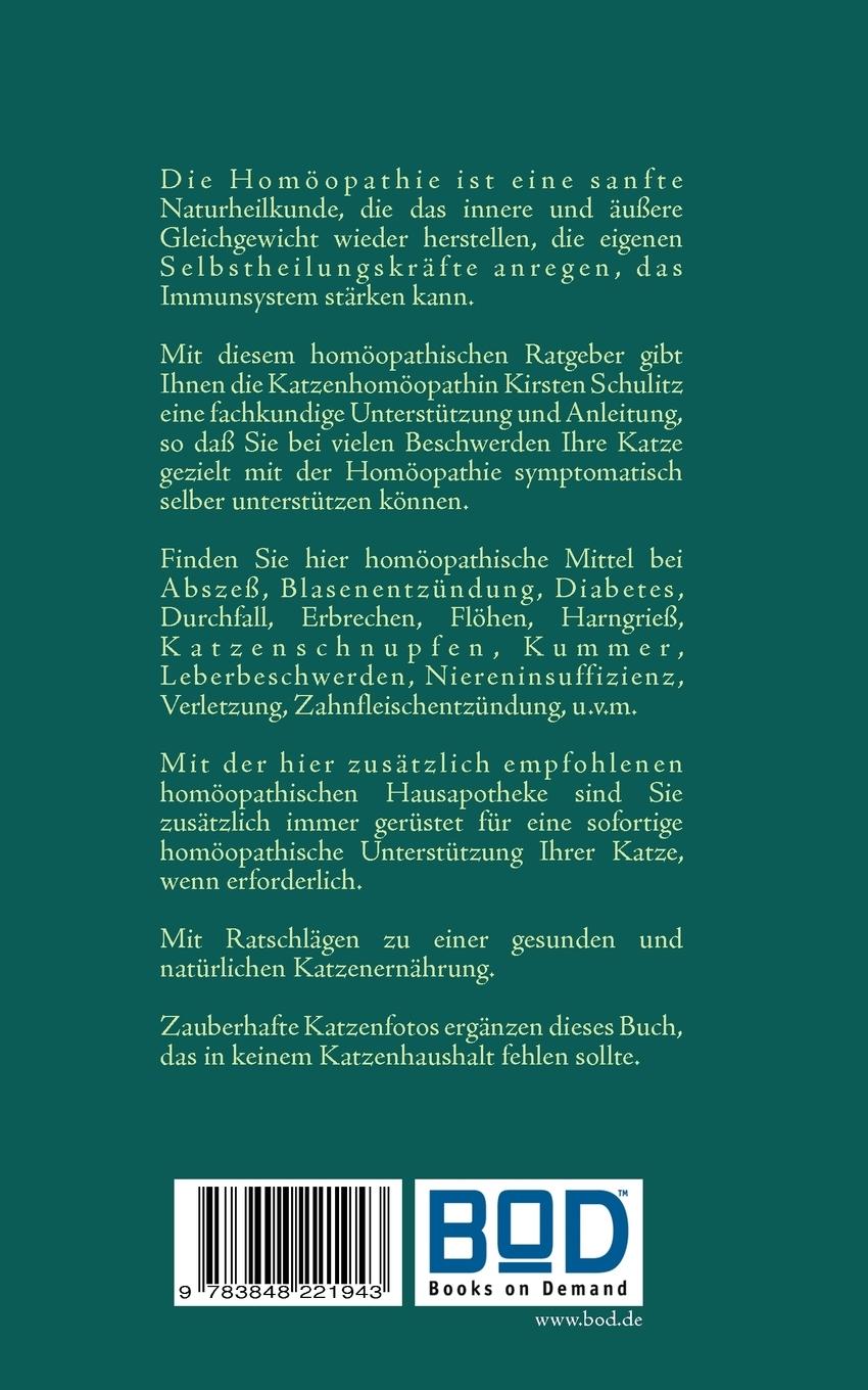 Rückseite: 9783848221943 | Symptomatische Homöopathie für Katzen | Homöopathische Hausapotheke