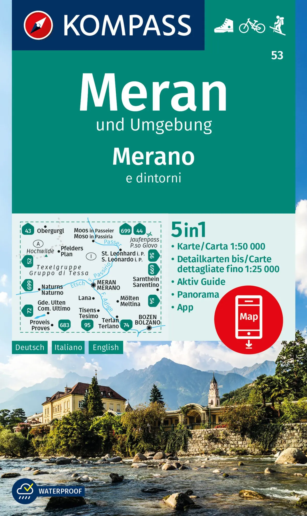 Cover: 9783991541943 | KOMPASS Wanderkarte 53 Meran und Umgebung / Merano e dintorni 1:50.000