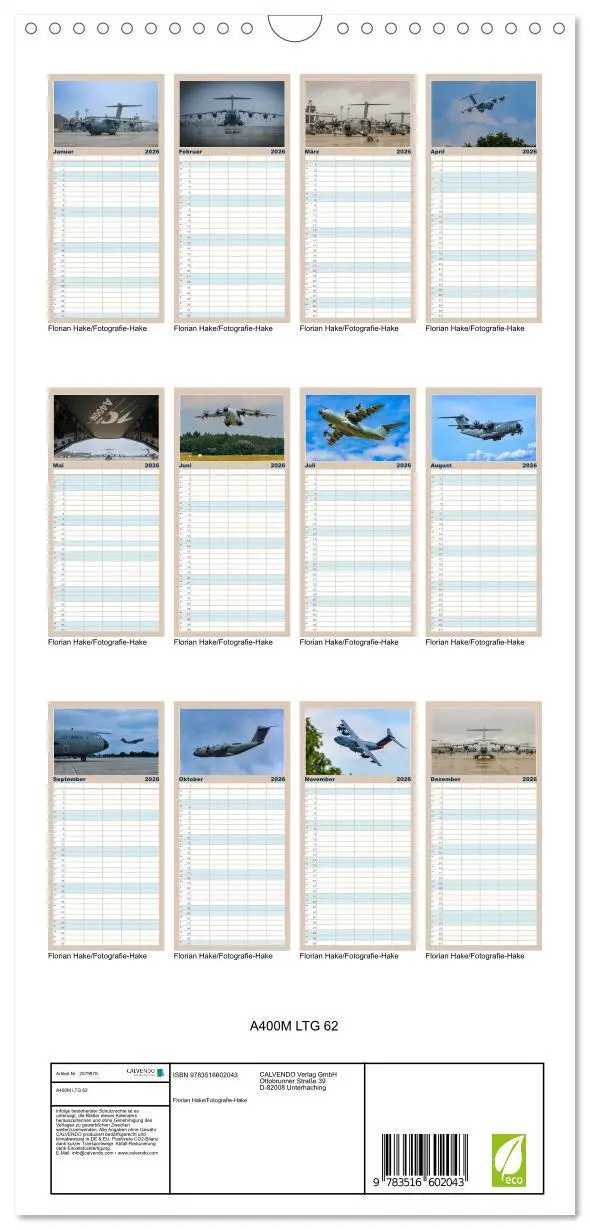 Bild: 9783516602043 | Familienplaner 2026 - A400M LTG 62 mit 5 Spalten (Wandkalender, 21...