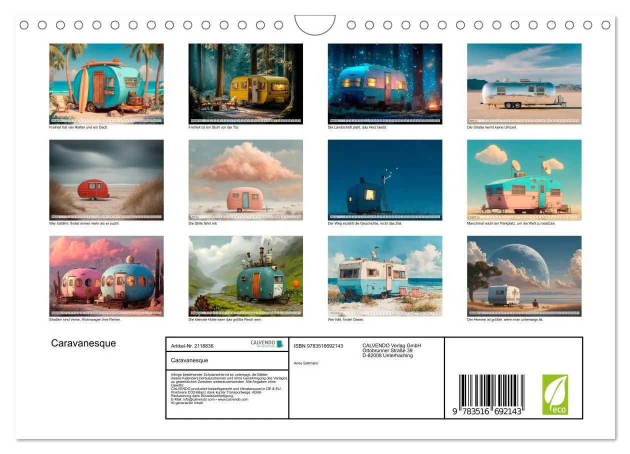 Bild: 9783516692143 | Caravanesque (Wandkalender 2026 DIN A4 quer), CALVENDO Monatskalender