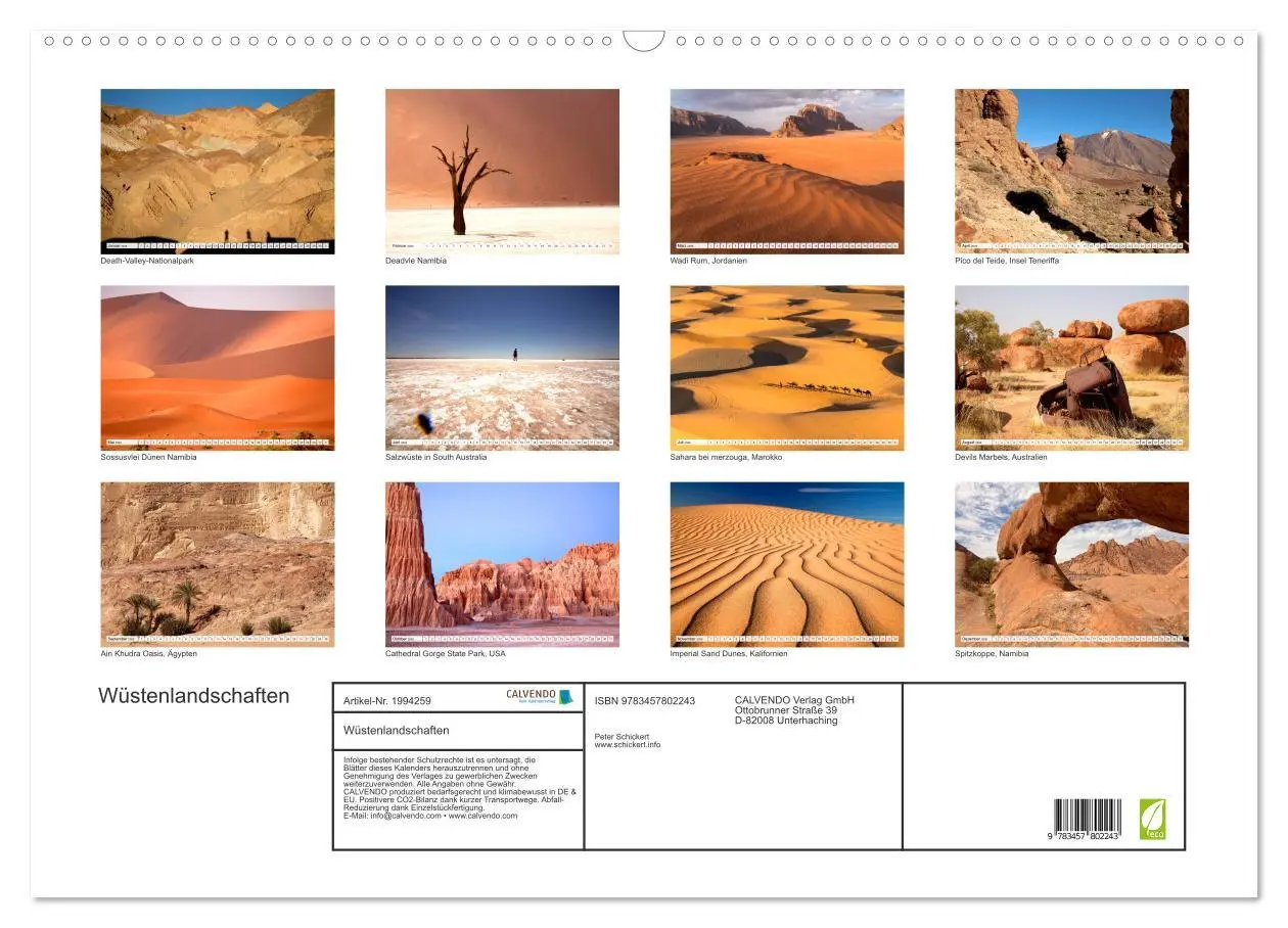 Bild: 9783457802243 | Wüstenlandschaften (Wandkalender 2026 DIN A2 quer), CALVENDO...