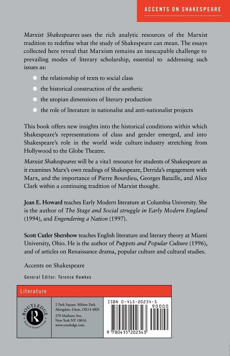 Rückseite: 9780415202343 | Marxist Shakespeares | Jean E. Howard (u. a.) | Taschenbuch | Englisch