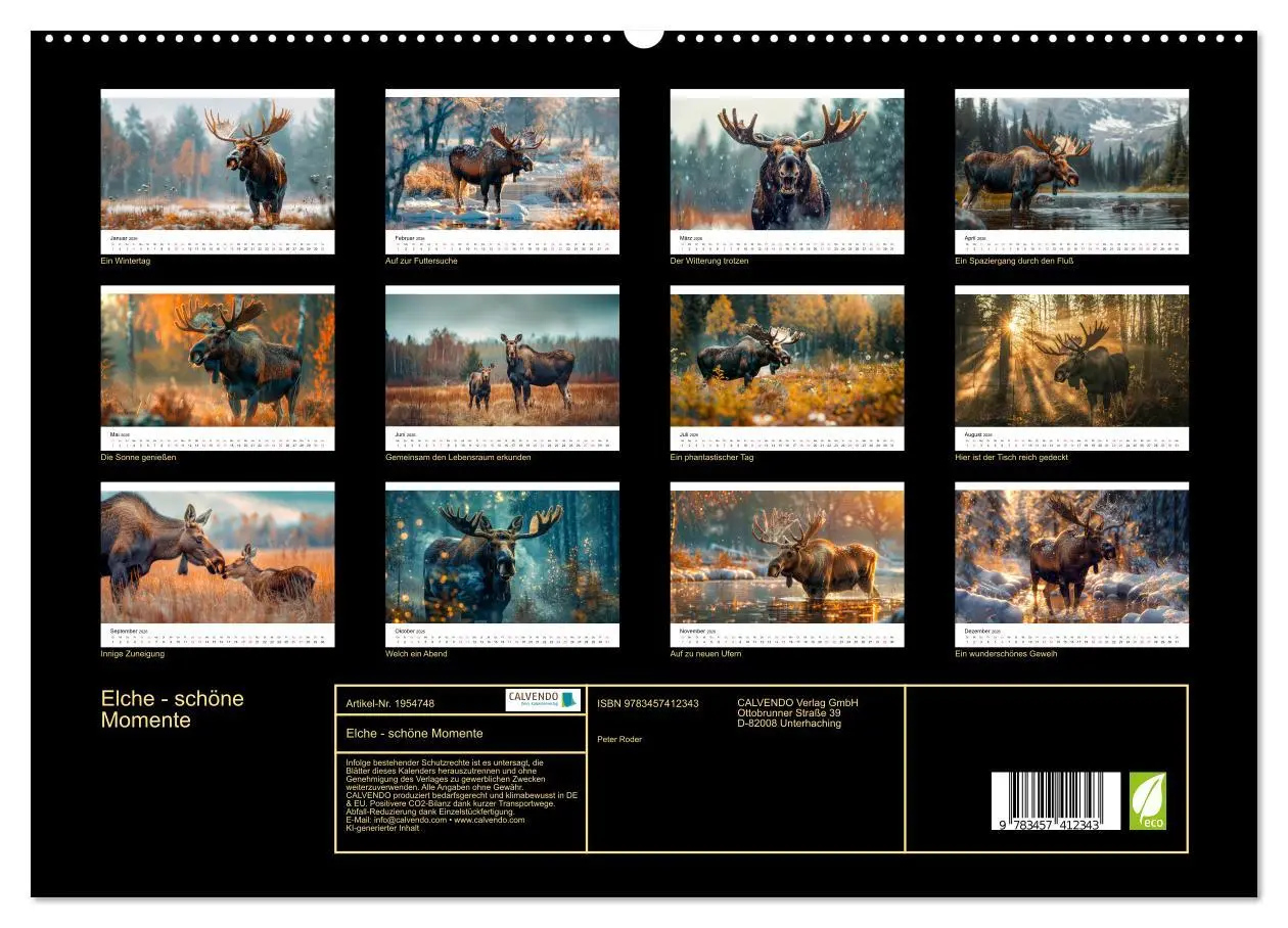 Bild: 9783457412343 | Elche - schöne Momente (hochwertiger Premium Wandkalender 2026 DIN...