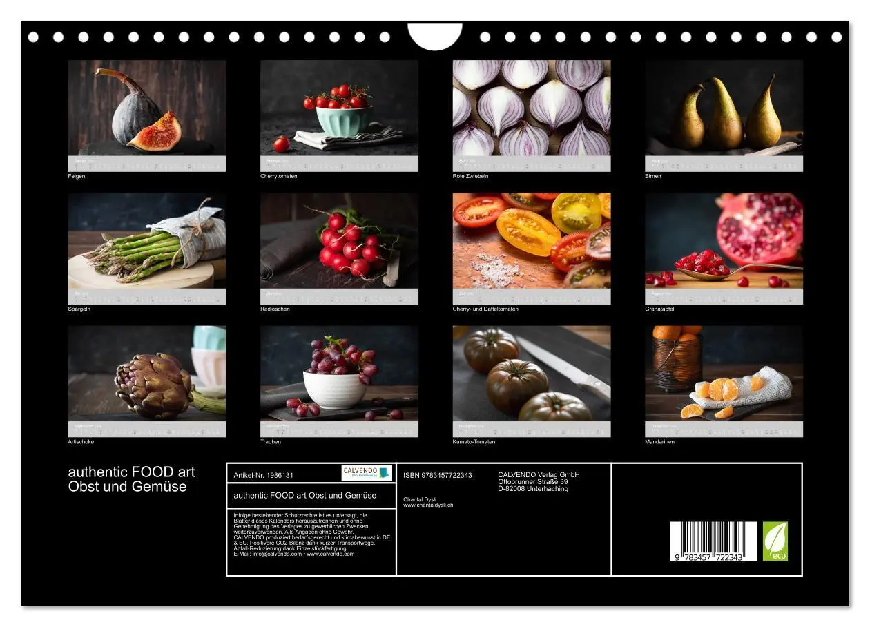 Bild: 9783457722343 | authentic FOOD art Obst und Gemüse (Wandkalender 2026 DIN A4 quer),...
