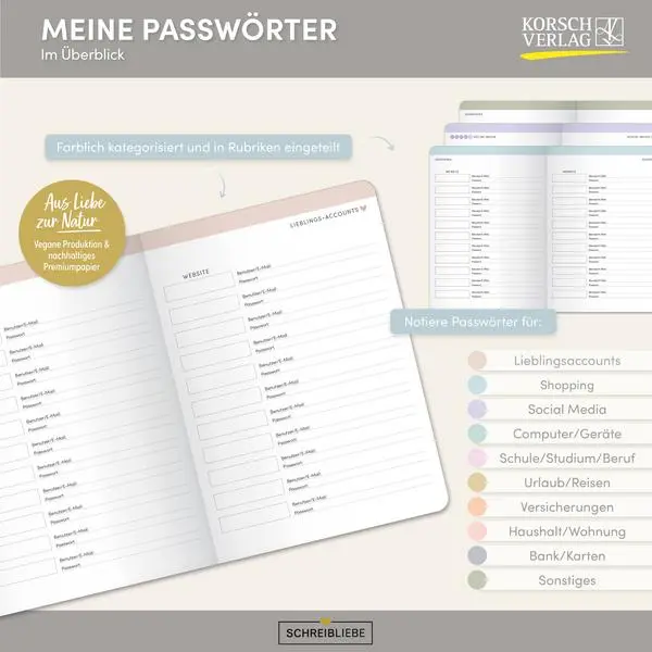 Bild: 9783731882343 | Meine Passwörter | Verlag Korsch | Taschenbuch | 36 S. | Deutsch