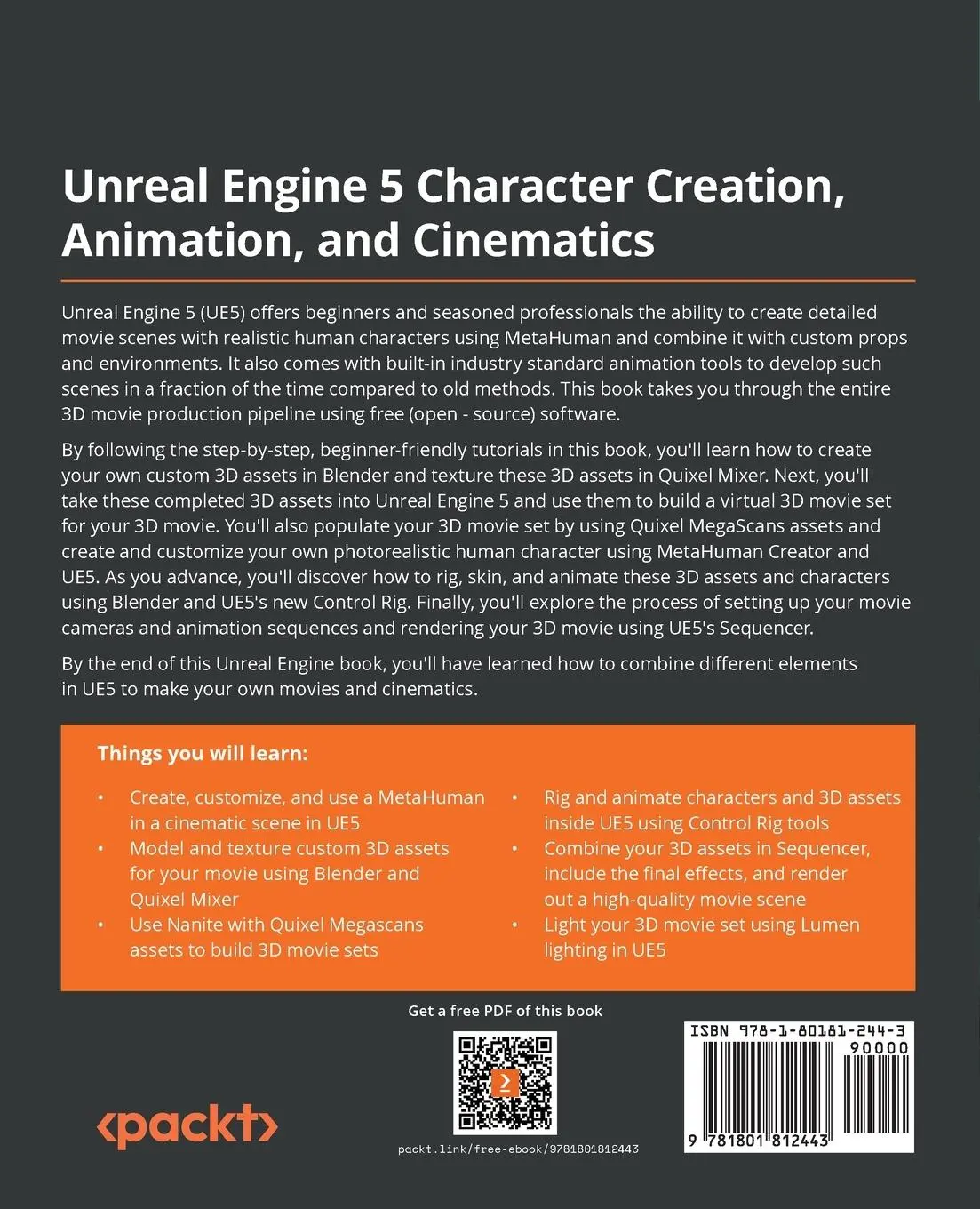 Rückseite: 9781801812443 | Unreal Engine 5 Character Creation, Animation, and Cinematics | Buch