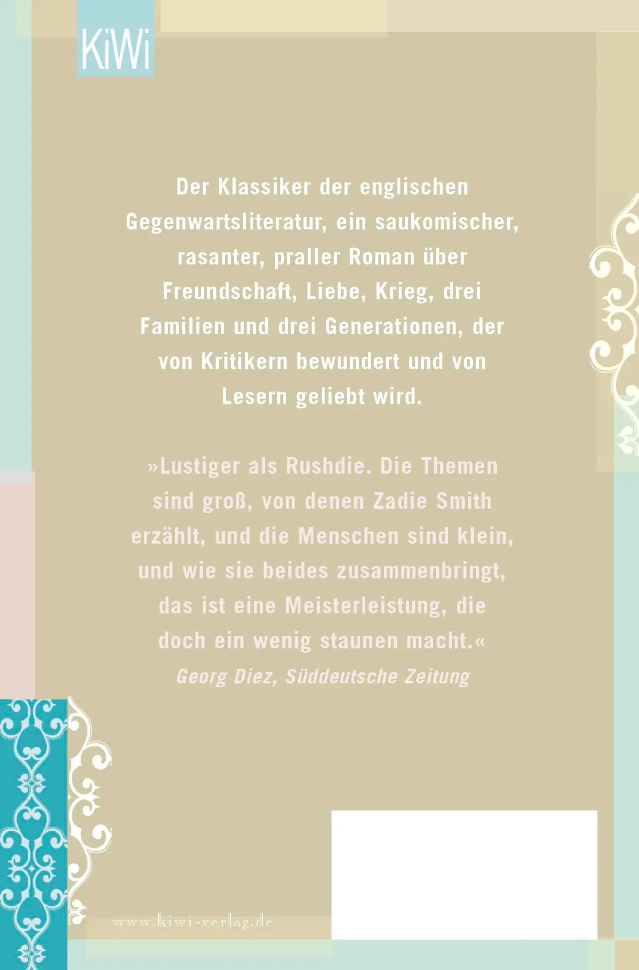 Rückseite: 9783462042443 | Zähne zeigen | Roman | Zadie Smith | Taschenbuch | KIWI | 656 S.