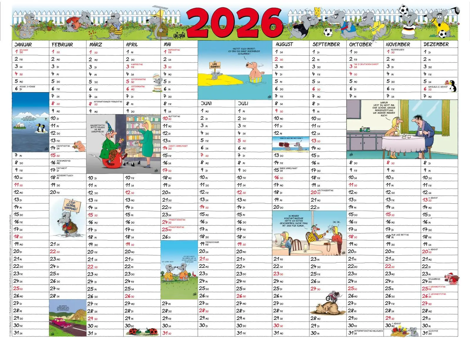 Cover: 9783830322443 | Uli Stein Jahresplaner 2026: Posterkalender | Uli Stein | Kalender