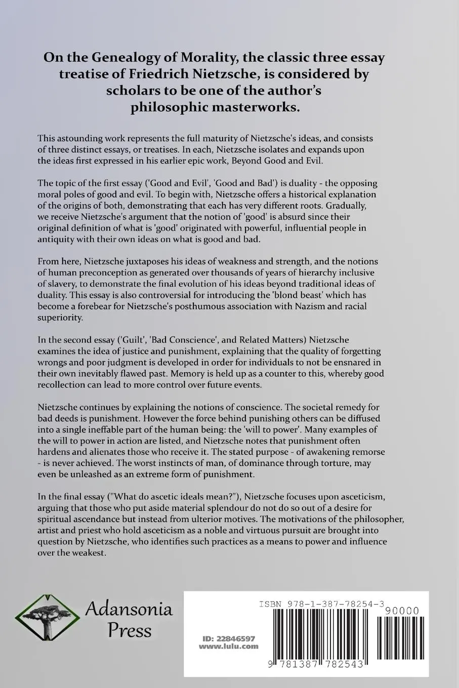 Rückseite: 9781387782543 | On the Genealogy of Morality | The Three Essays - Complete with Notes