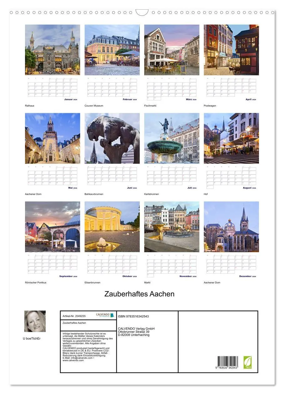 Bild: 9783516342543 | Zauberhaftes Aachen (Wandkalender 2026 DIN A2 hoch), CALVENDO...