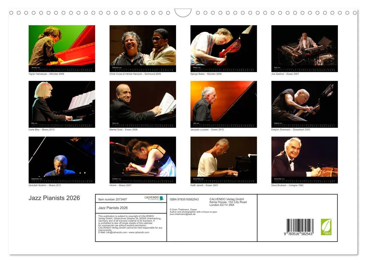 Bild: 9783516582543 | Jazz Pianists 2026 (Wall Calendar 2026 DIN A3 landscape), CALVENDO...