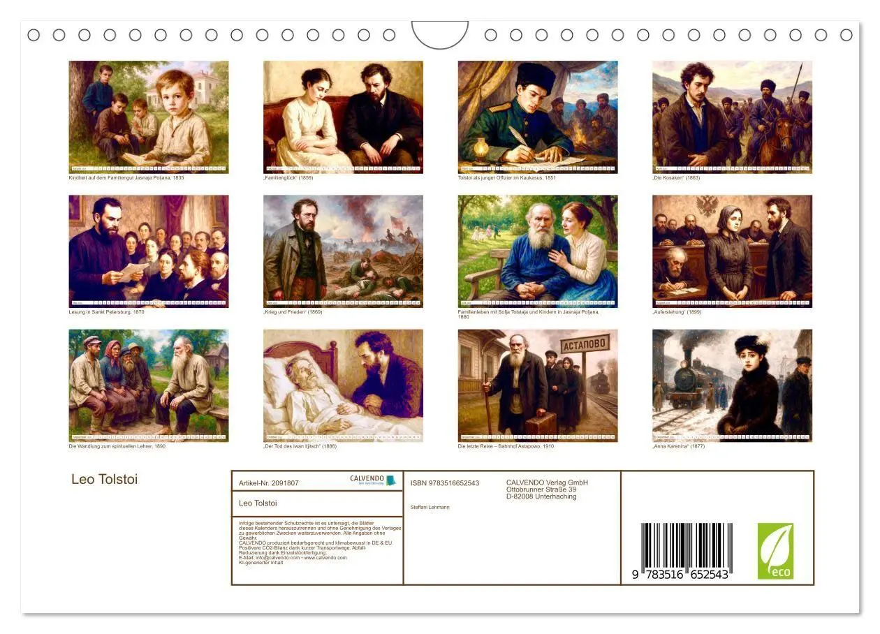 Bild: 9783516652543 | Leo Tolstoi (Wandkalender 2026 DIN A4 quer), CALVENDO Monatskalender