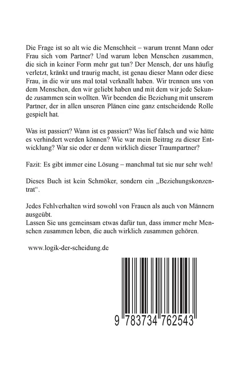 Rückseite: 9783734762543 | Ehe oder die Logik der Scheidung | Hagen Paluschtzik | Taschenbuch