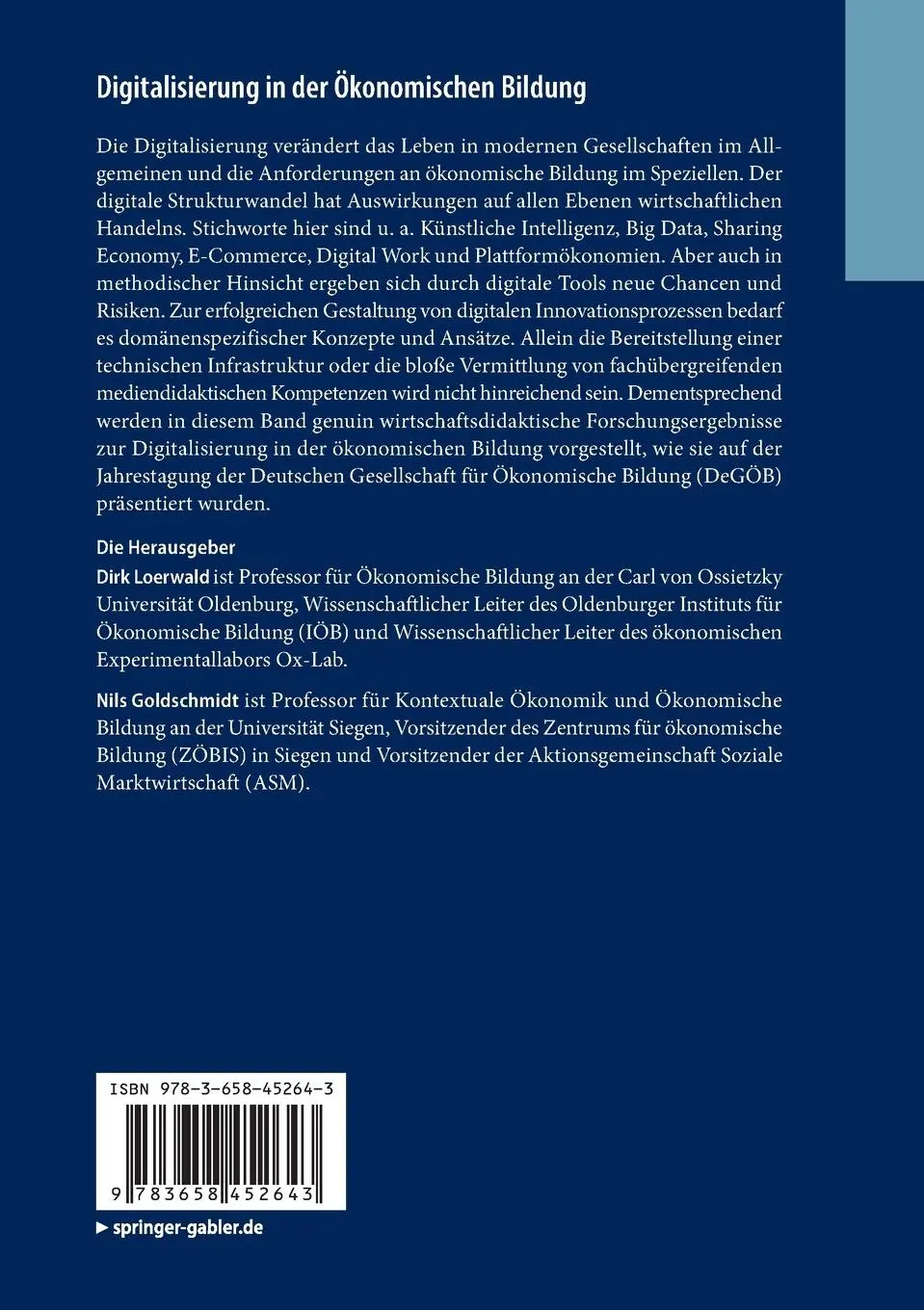Rückseite: 9783658452643 | Digitalisierung in der Ökonomischen Bildung | Nils Goldschmidt (u. a.)