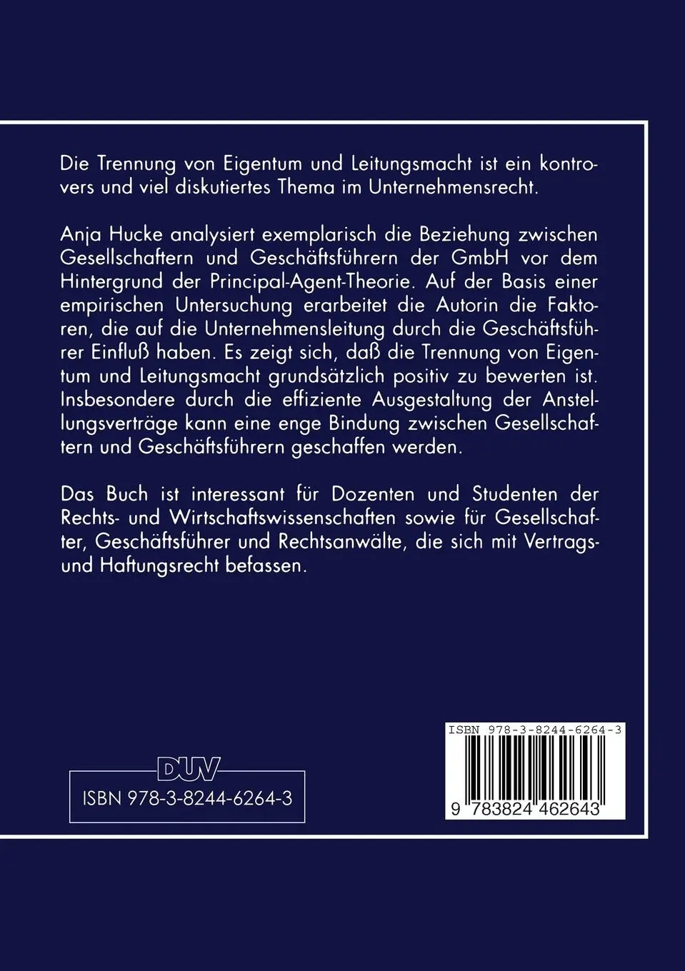 Rückseite: 9783824462643 | Gesellschafter und Geschäftsführer der GmbH | Anja Hucke | Taschenbuch