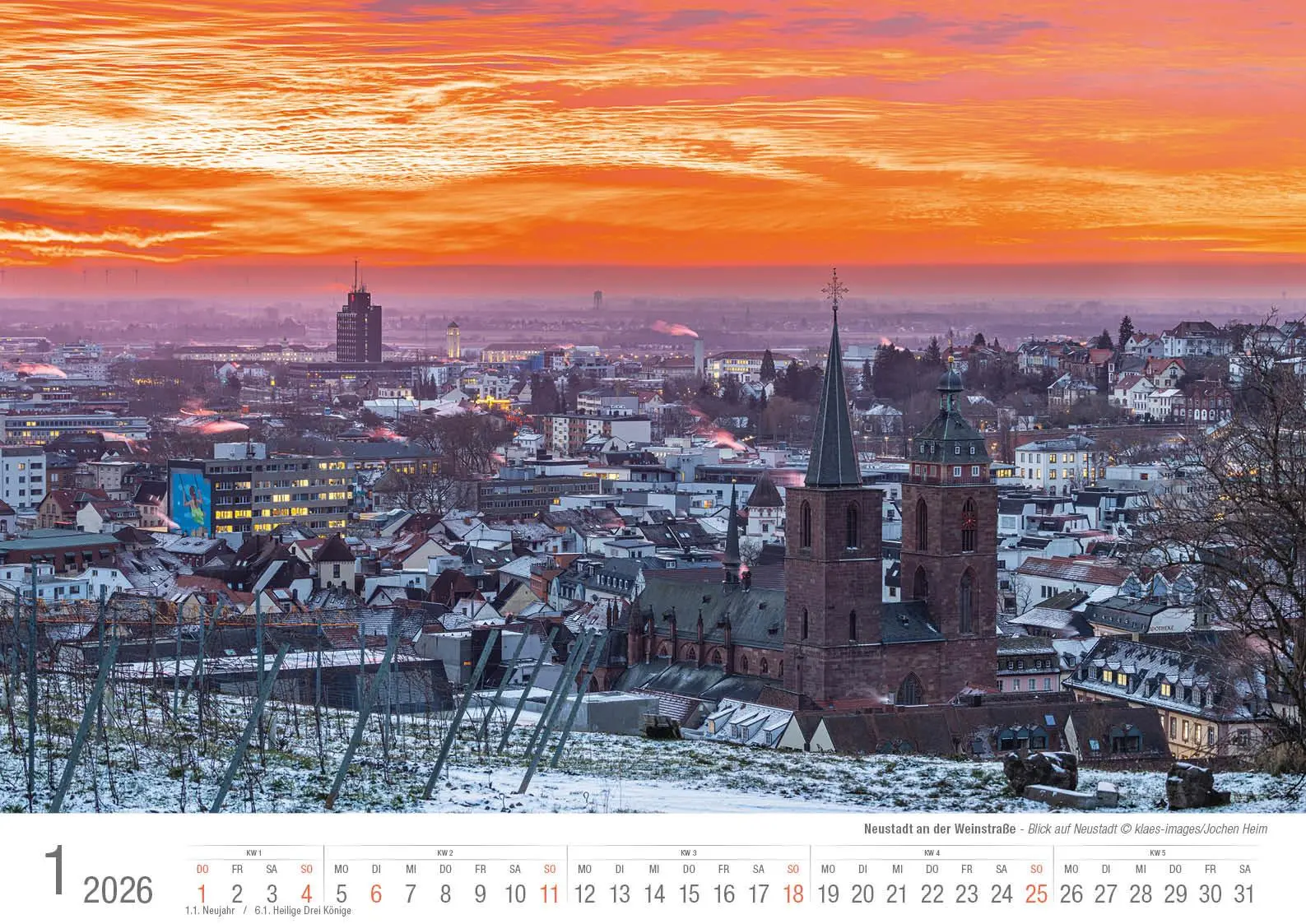 Bild: 9783965352643 | Neustadt a. d. Weinstraße 2026 Bildkalender A3 Spiralbindung | Klaes