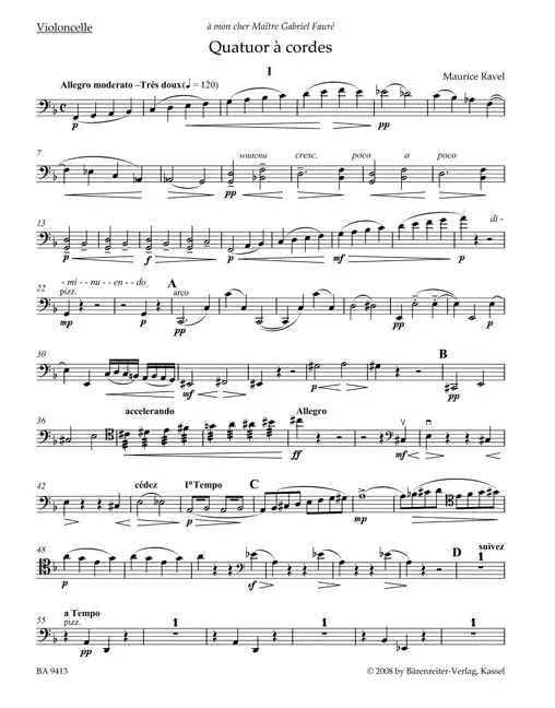 Cover: 9790006532643 | String Quartets | Maurice Ravel | Bärenreiter Urtext | Stimmensatz