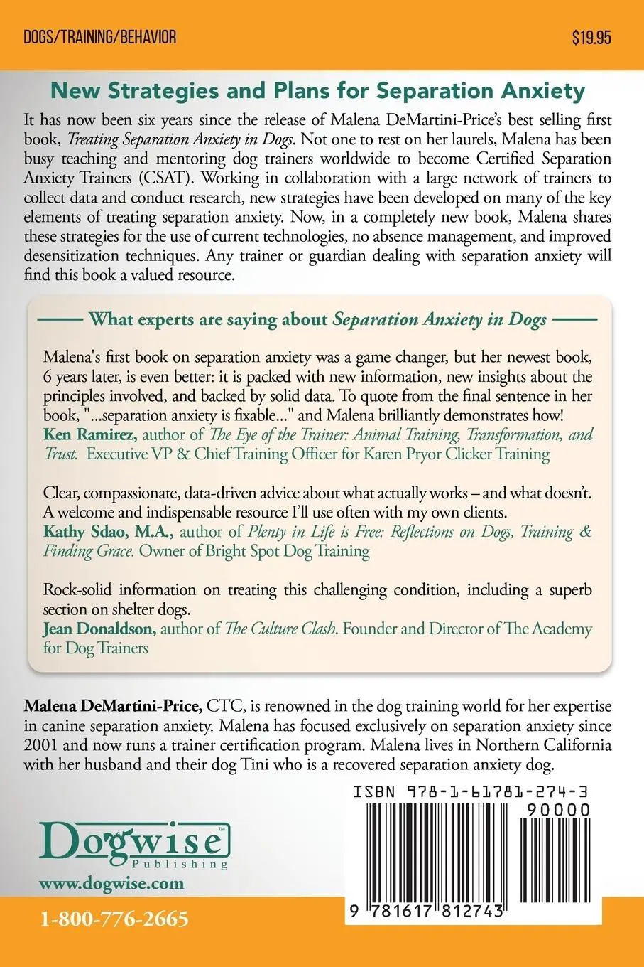 Rückseite: 9781617812743 | Separation Anxiety in Dogs - Next Generation Treatment Protocols...