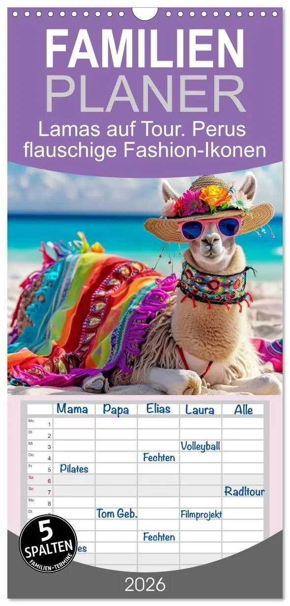 Cover: 9783516492743 | Familienplaner 2026 - Lamas auf Tour. Perus flauschige...