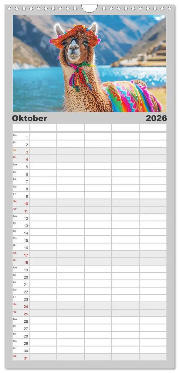 Bild: 9783516492743 | Familienplaner 2026 - Lamas auf Tour. Perus flauschige...