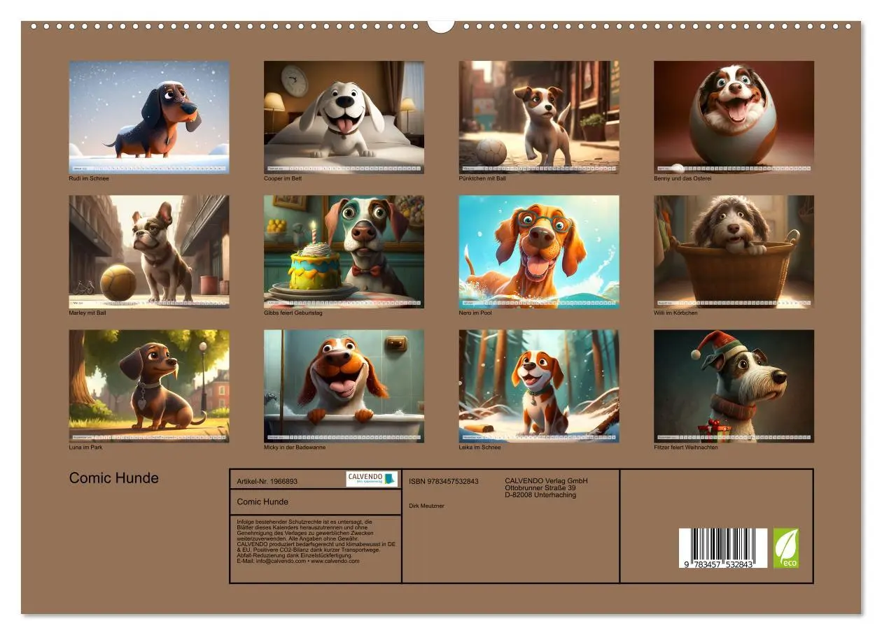 Bild: 9783457532843 | Comic Hunde (hochwertiger Premium Wandkalender 2026 DIN A2 quer),...
