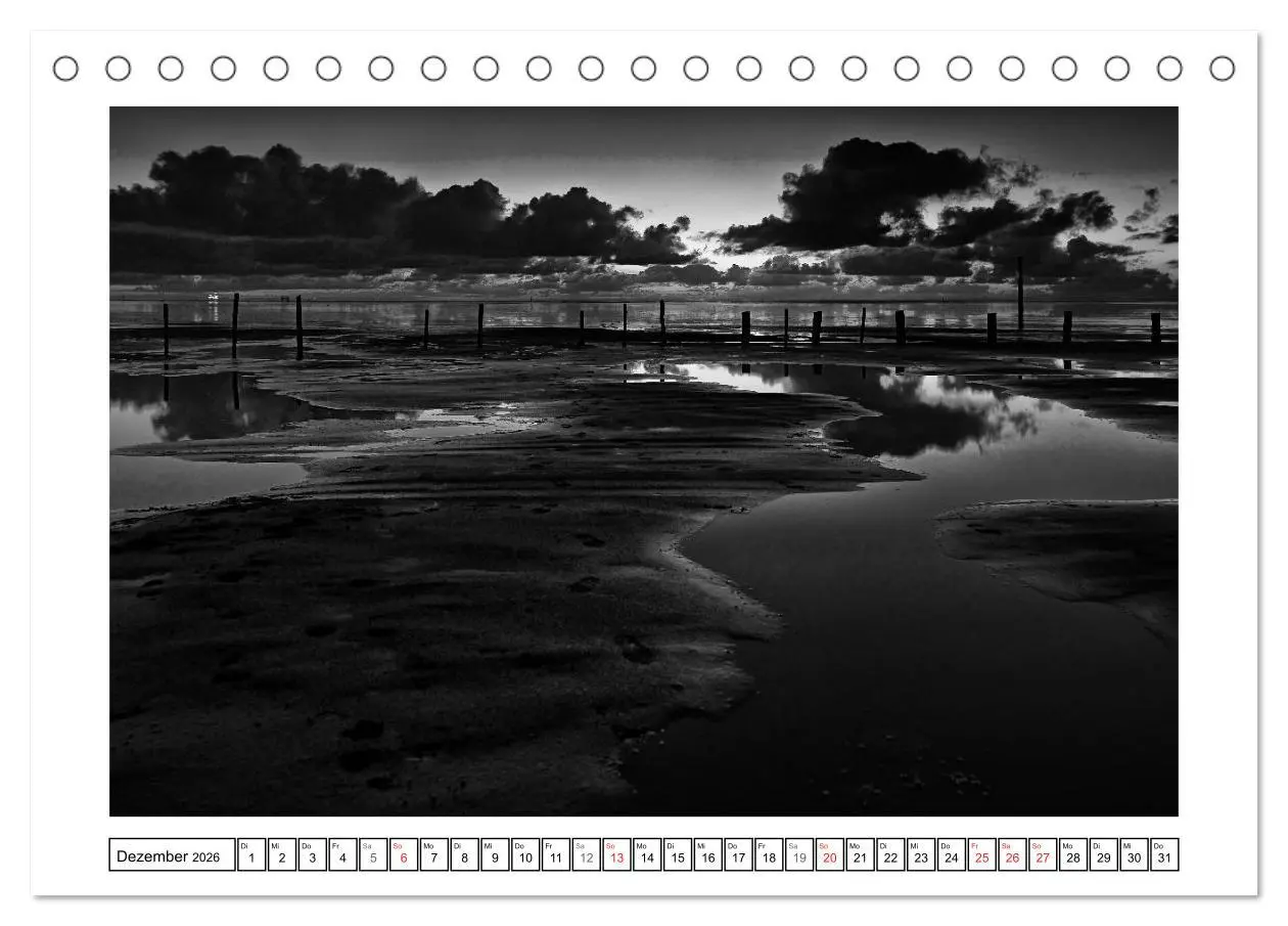 Bild: 9783516092943 | Am Strand von St. Peter-Ording SCHWARZ-WEISS (Tischkalender 2026...