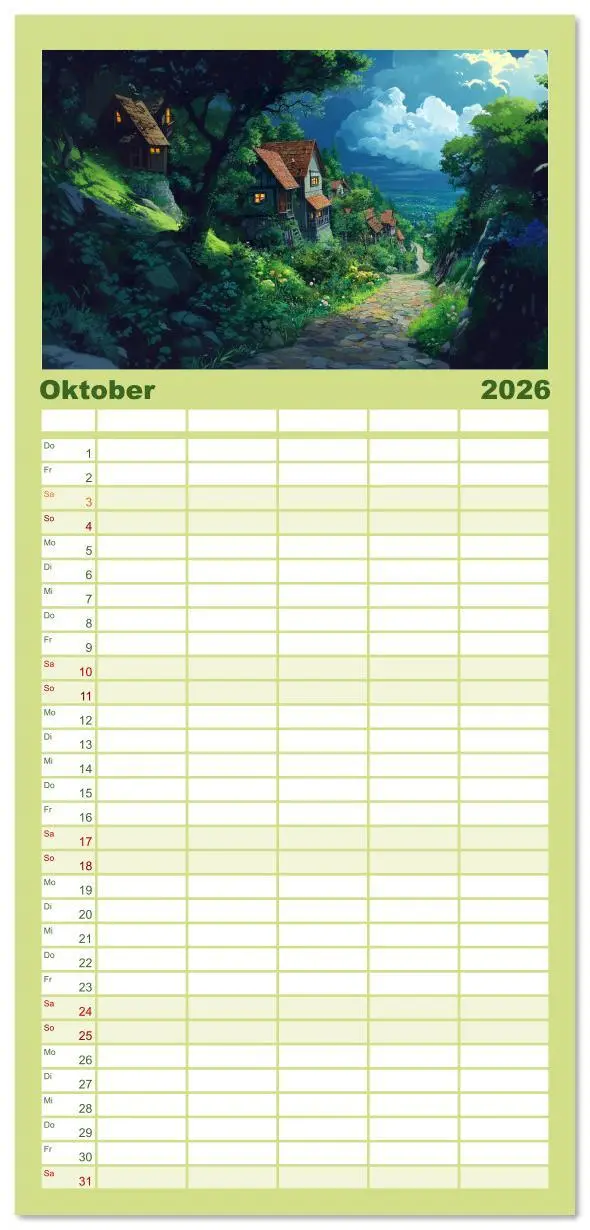 Bild: 9783516612943 | Familienplaner 2026 - Spaziergang durch Anime Welten mit 5 Spalten...
