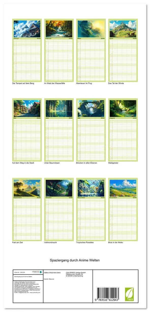 Bild: 9783516612943 | Familienplaner 2026 - Spaziergang durch Anime Welten mit 5 Spalten...