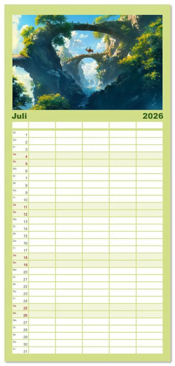 Bild: 9783516612943 | Familienplaner 2026 - Spaziergang durch Anime Welten mit 5 Spalten...