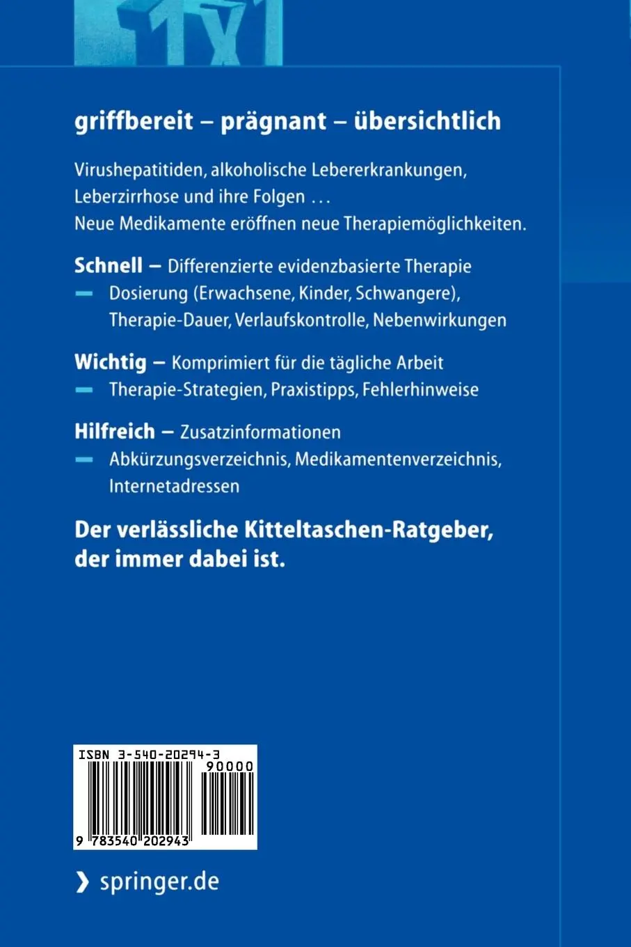 Rückseite: 9783540202943 | Lebererkrankungen 1×1 der Therapie | Medikamente richtig eingesetzt