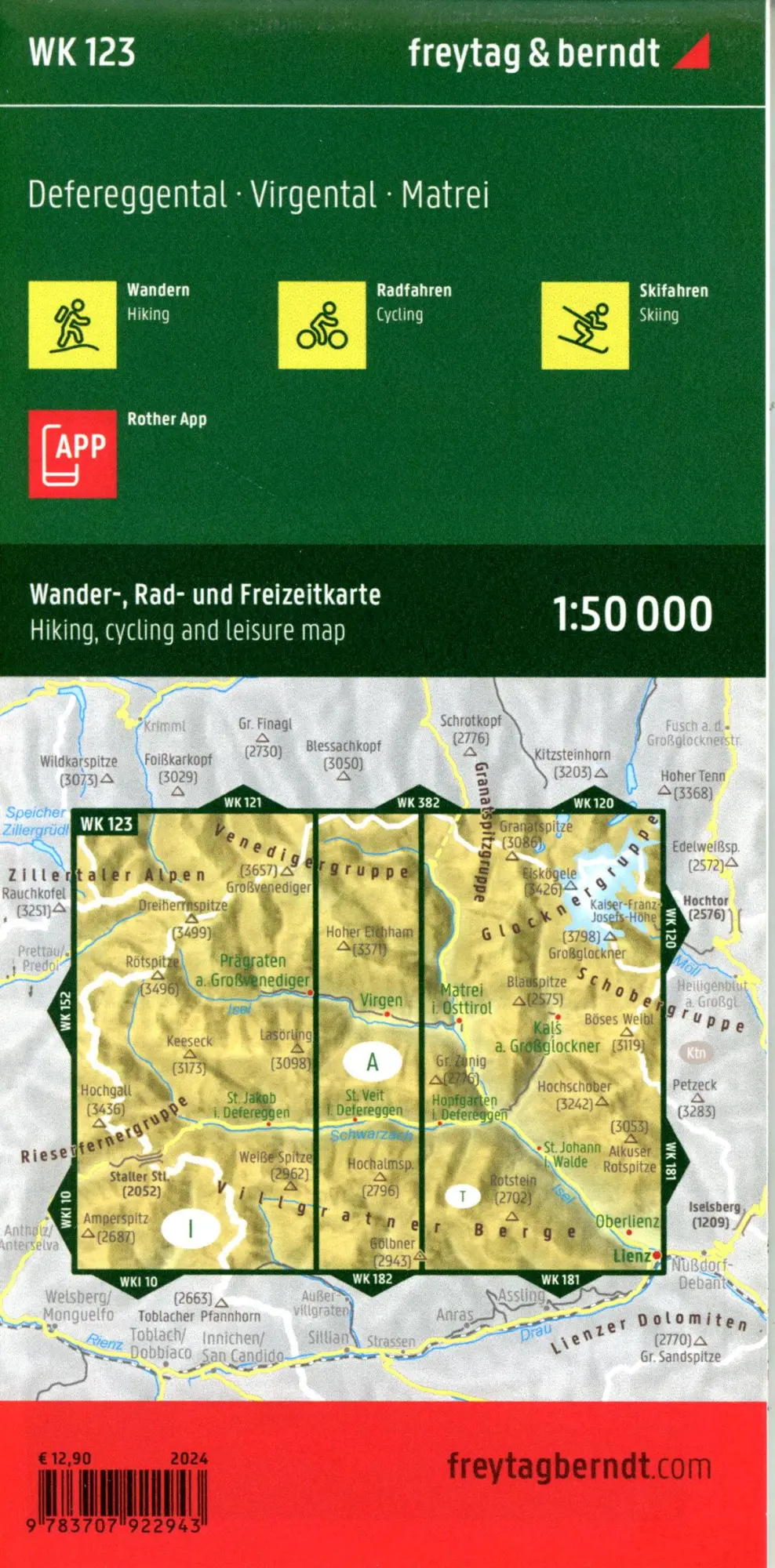 Bild: 9783707922943 | freytag &amp; berndt Wanderkarte WK 123 Defereggental, Virgental -...