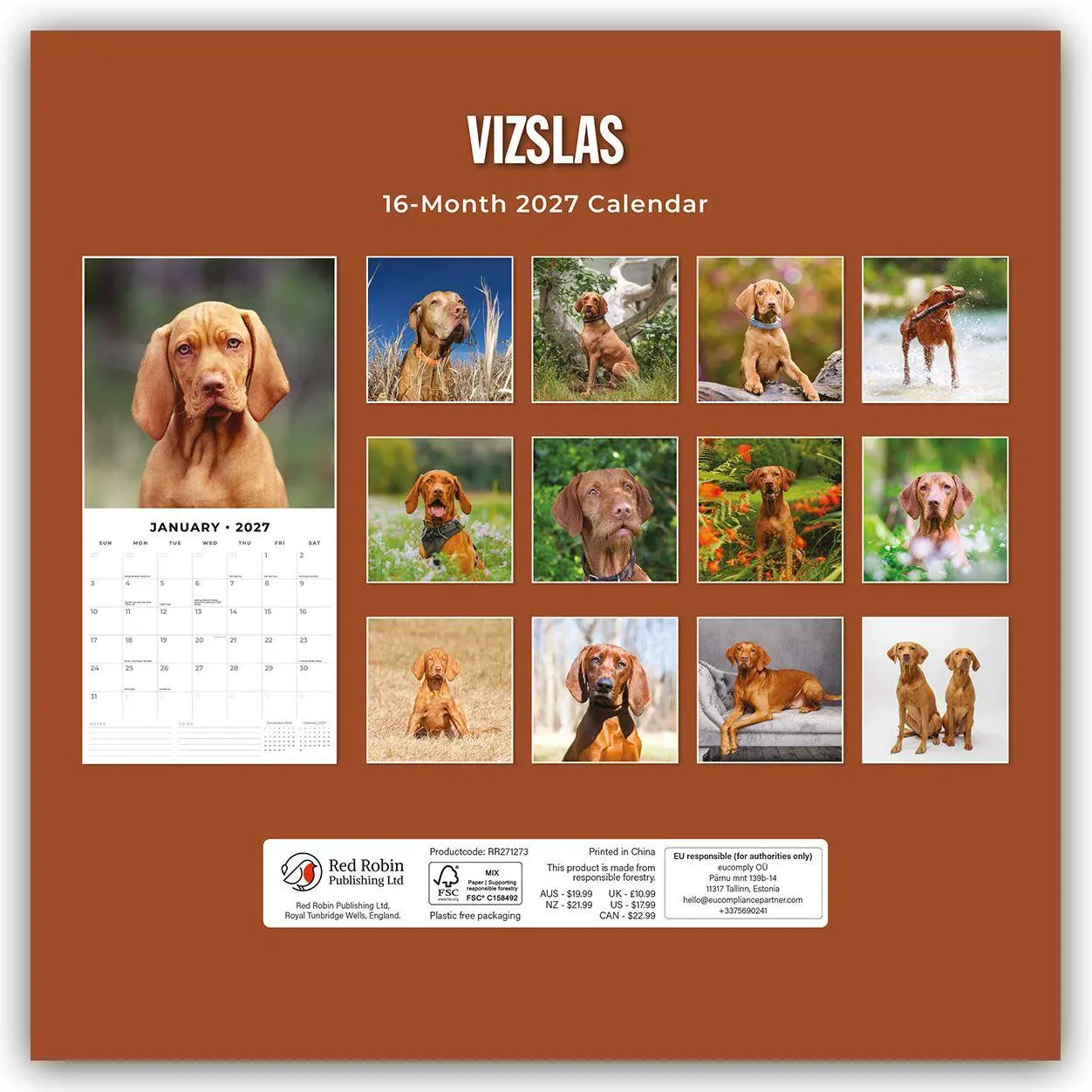 Rückseite: 9781837013043 | Vizslas - Magyar Vizsla - Kurzhaariger Ungarischer Vorstehhund 2027...