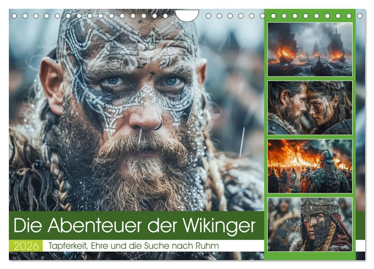 Cover: 9783457343043 | Die Abenteuer der Wikinger (Wandkalender 2026 DIN A4 quer),...