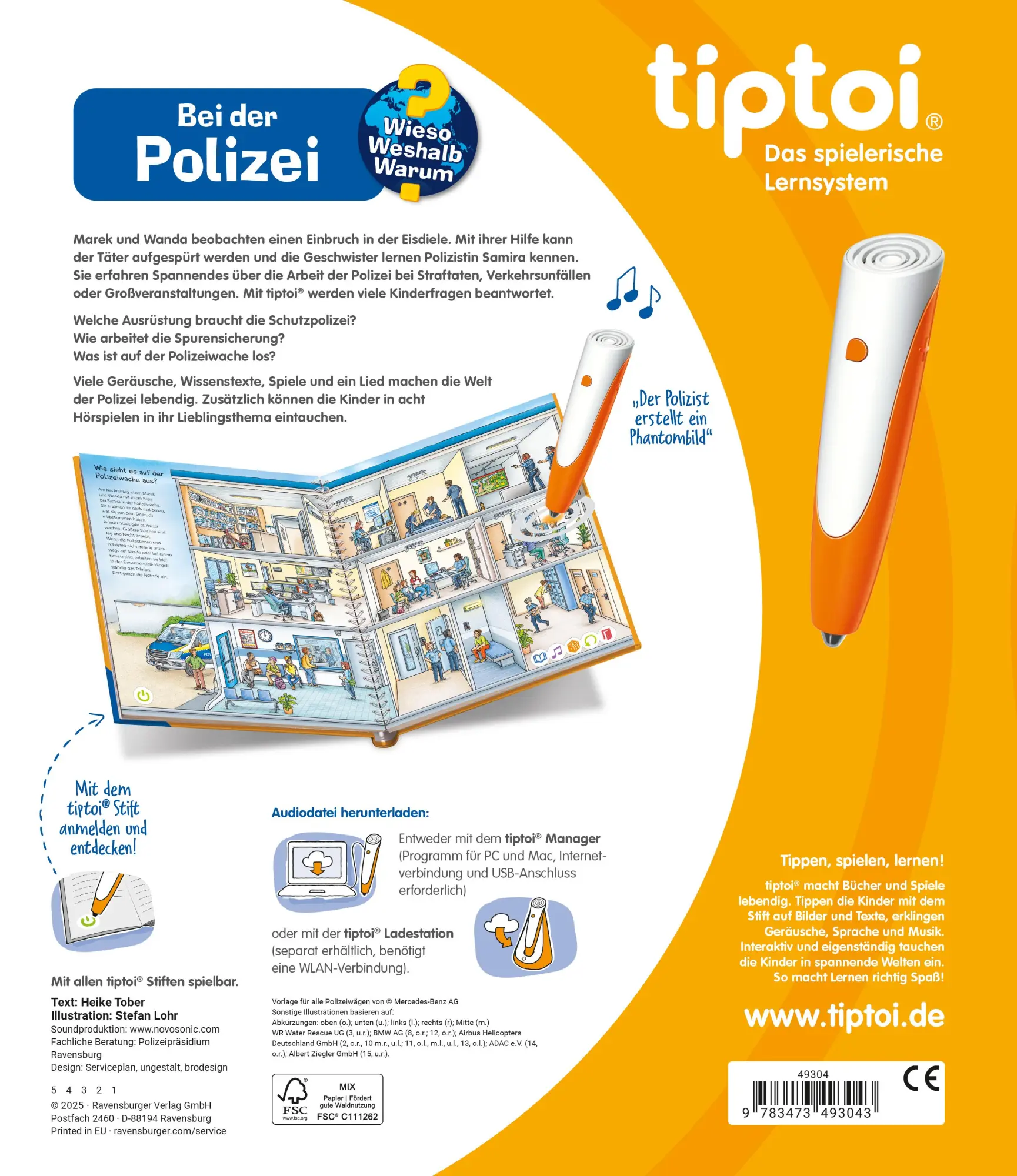 Rückseite: 9783473493043 | tiptoi® Wieso? Weshalb? Warum? - Bei der Polizei | Heike Tober | Buch