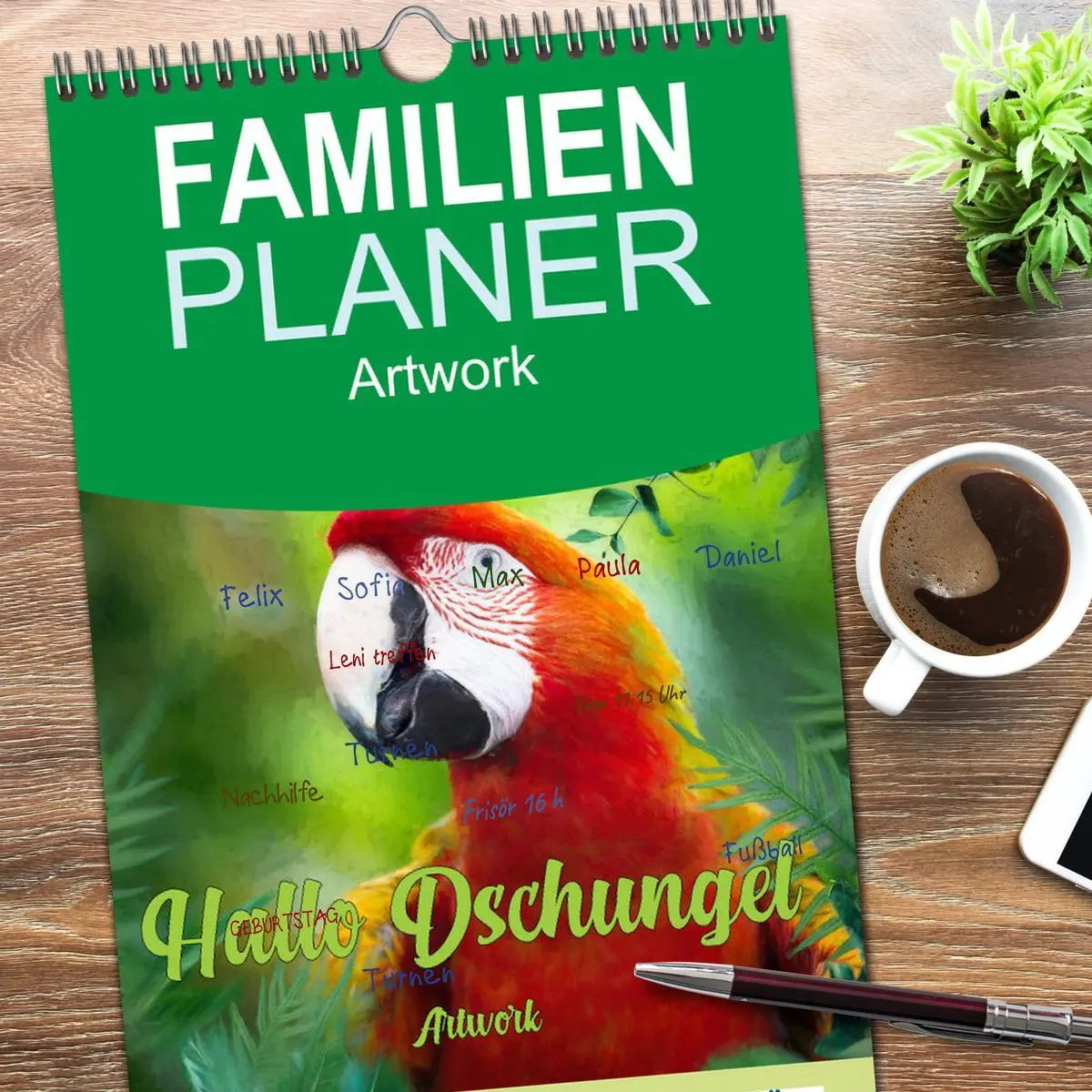 Bild: 9783516503043 | Familienplaner 2026 - Hallo Dschungel - Artwork mit 5 Spalten...