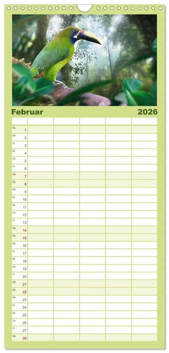 Bild: 9783516503043 | Familienplaner 2026 - Hallo Dschungel - Artwork mit 5 Spalten...