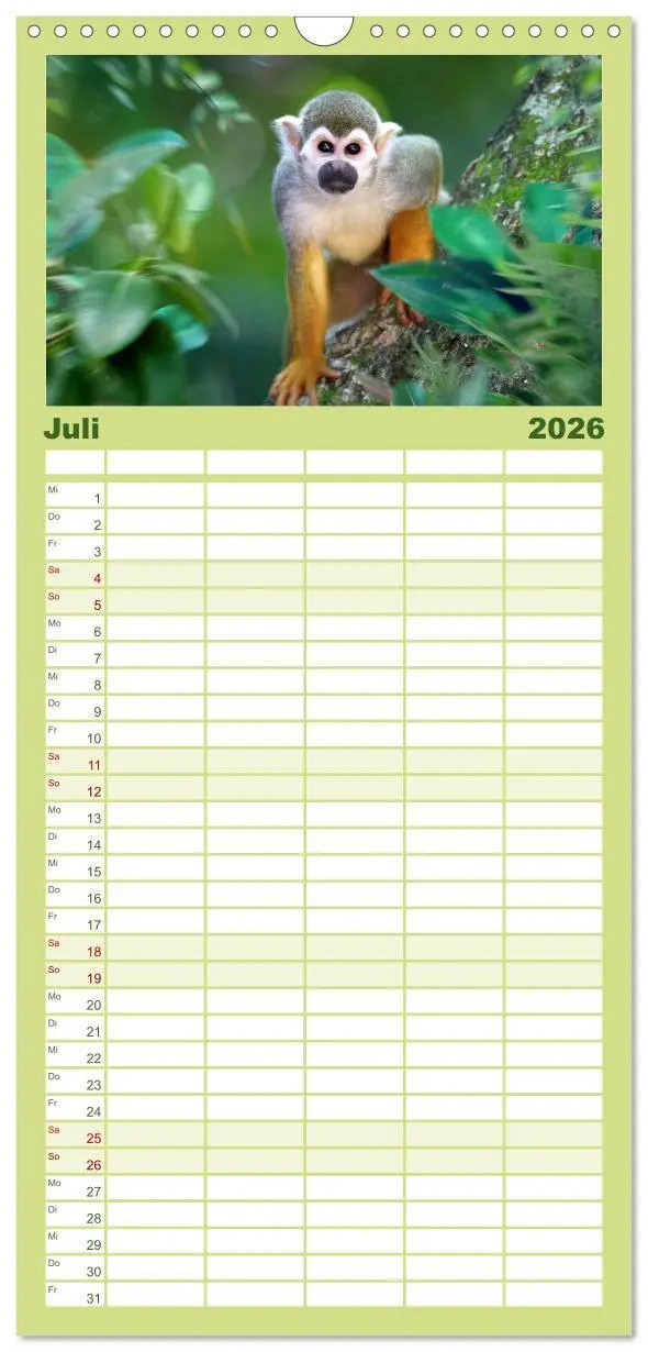 Bild: 9783516503043 | Familienplaner 2026 - Hallo Dschungel - Artwork mit 5 Spalten...