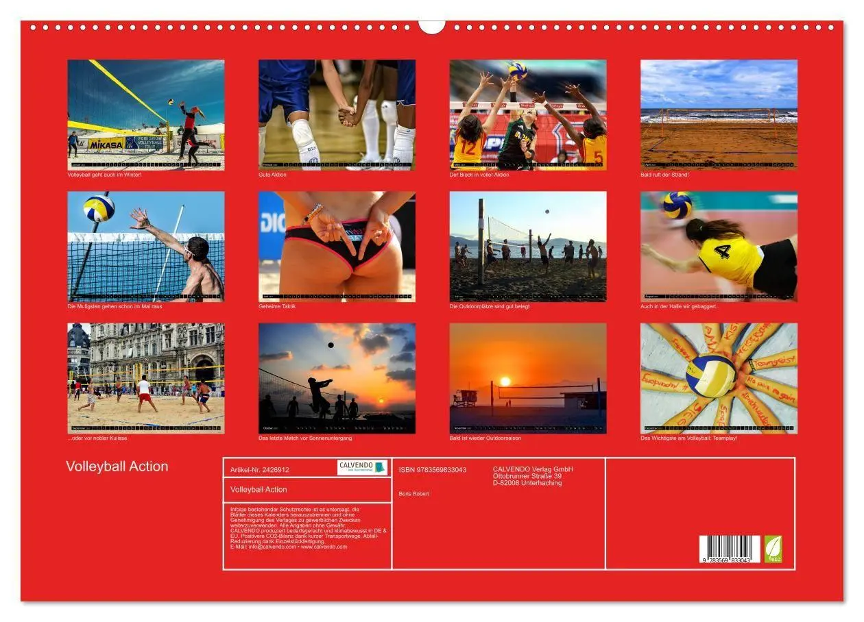 Bild: 9783569833043 | Volleyball Action (Wandkalender 2027 DIN A2 quer), CALVENDO...