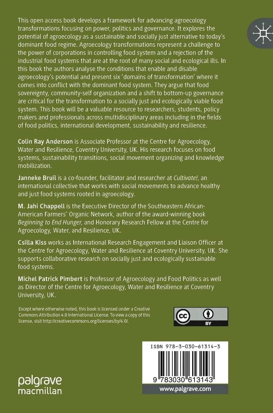 Rückseite: 9783030613143 | Agroecology Now! | Colin Ray Anderson (u. a.) | Buch | xiv | Englisch