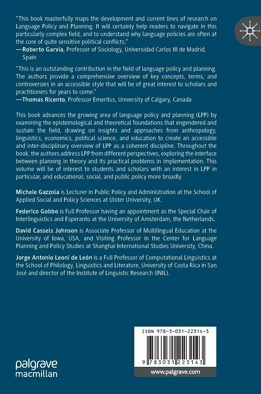 Rückseite: 9783031223143 | Epistemological and Theoretical Foundations in Language Policy and...