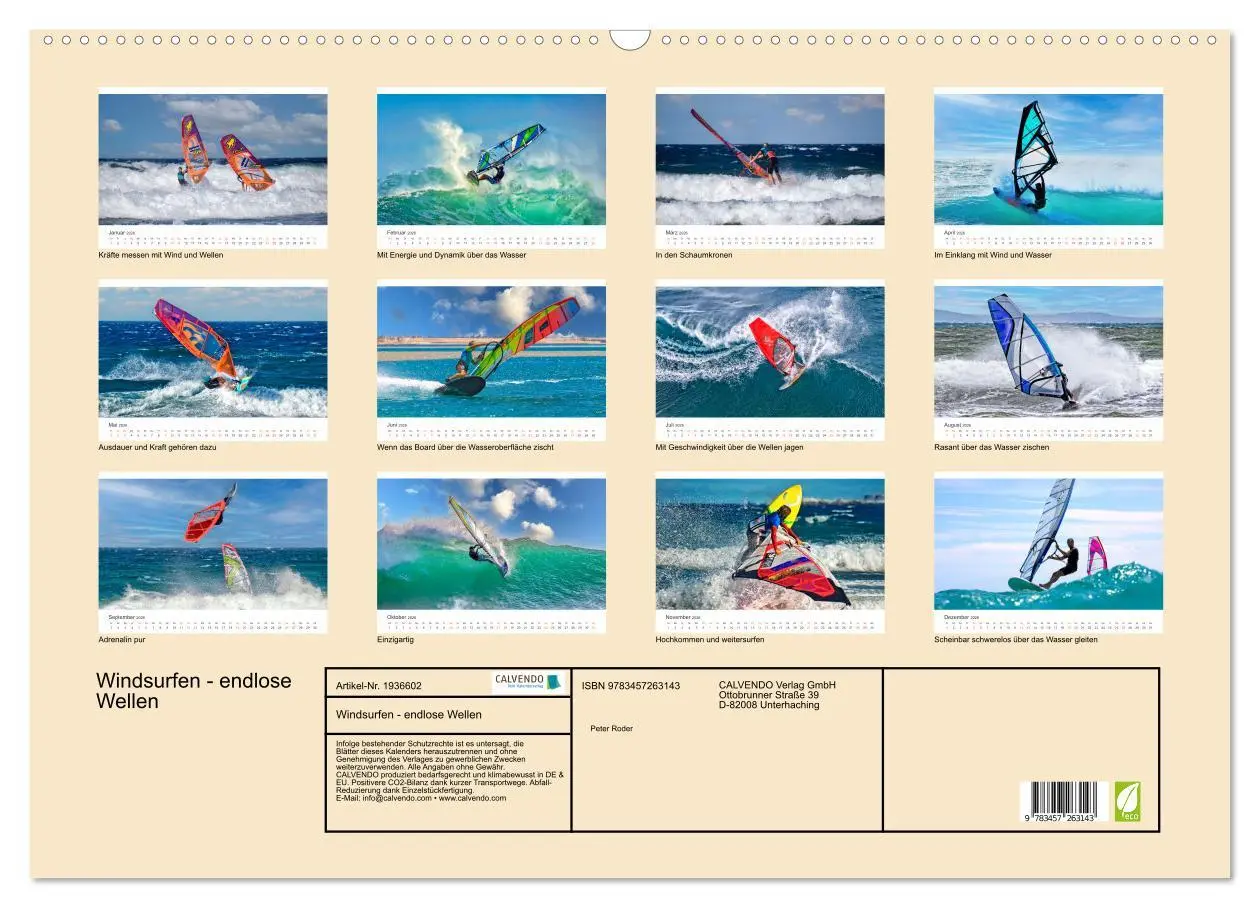 Bild: 9783457263143 | Windsurfen - endlose Wellen (Wandkalender 2026 DIN A2 quer),...
