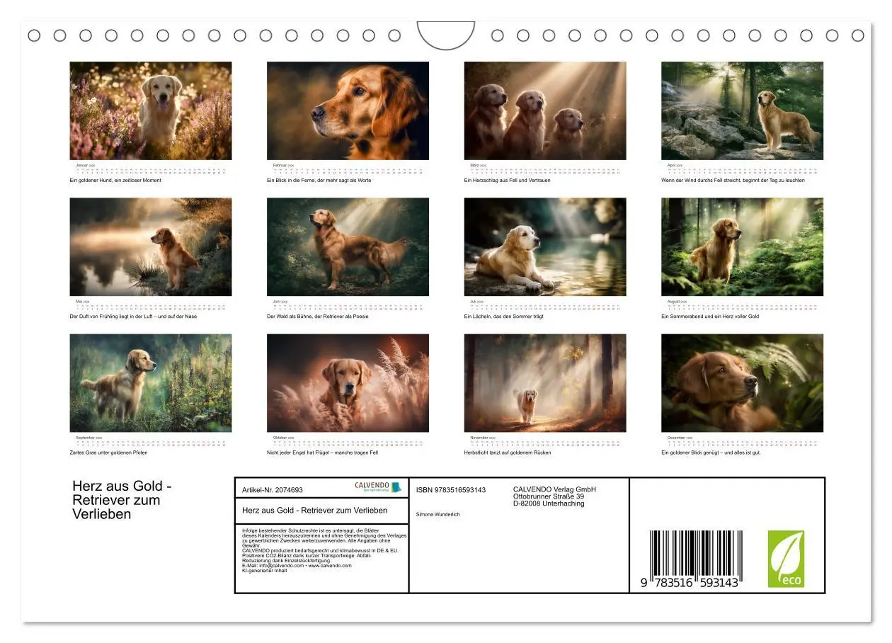 Bild: 9783516593143 | Herz aus Gold - Retriever zum Verlieben (Wandkalender 2026 DIN A4...