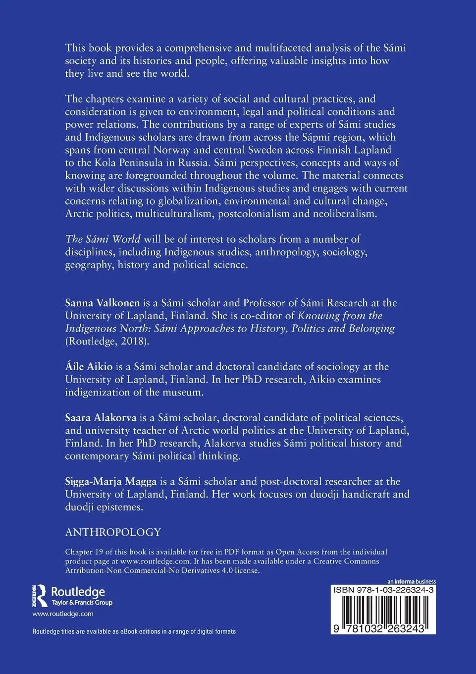 Rückseite: 9781032263243 | The Sámi World | Sanna Valkonen (u. a.) | Taschenbuch | Englisch