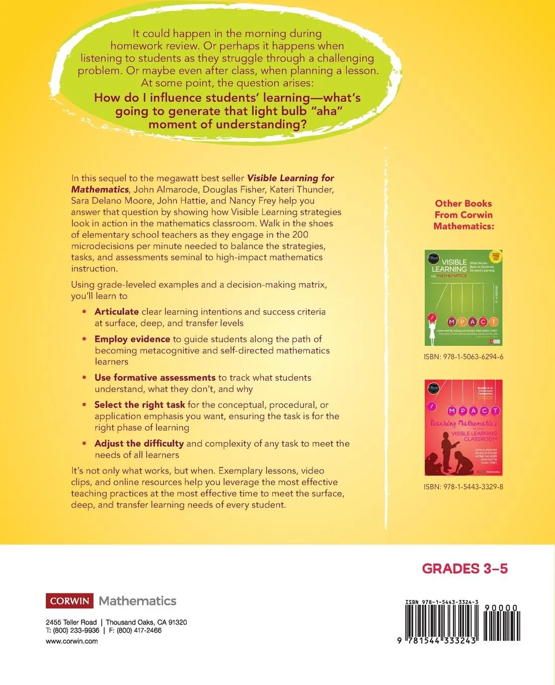 Rückseite: 9781544333243 | Teaching Mathematics in the Visible Learning Classroom, Grades 3-5