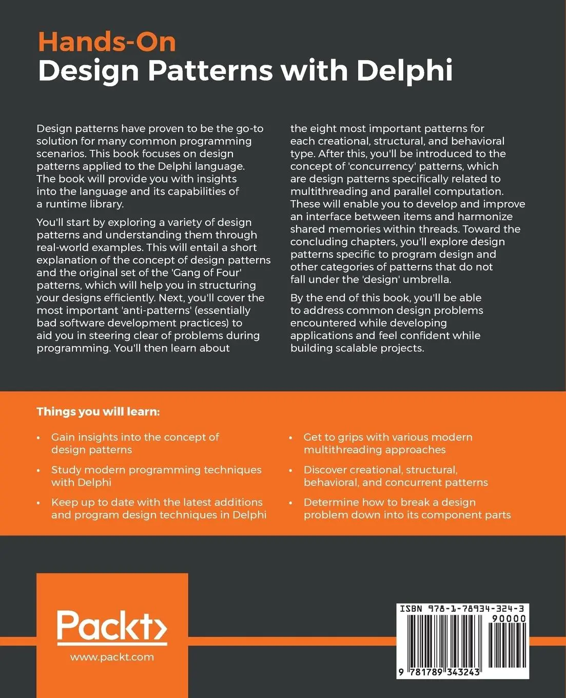 Rückseite: 9781789343243 | Hands-On Design Patterns with Delphi | Primo¿ Gabrijel¿i¿ | Buch