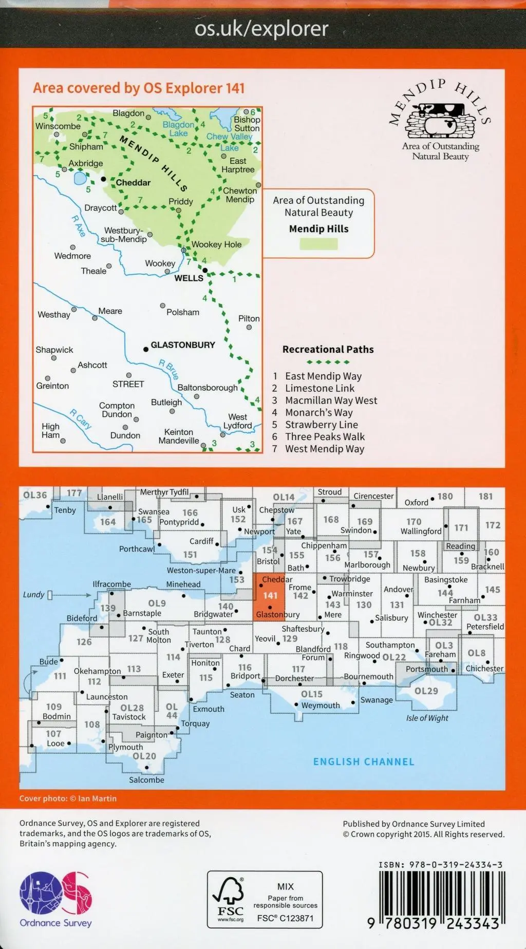 Bild: 9780319243343 | Cheddar Gorge and Mendip Hills West | Ordnance Survey | (Land-)Karte